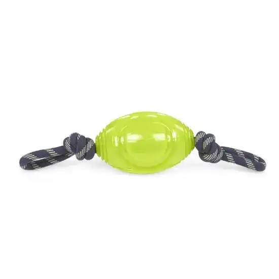 Petface Outdoor Paws Glow in the Dark Rugby Ball Rope Dog Toy 20624
