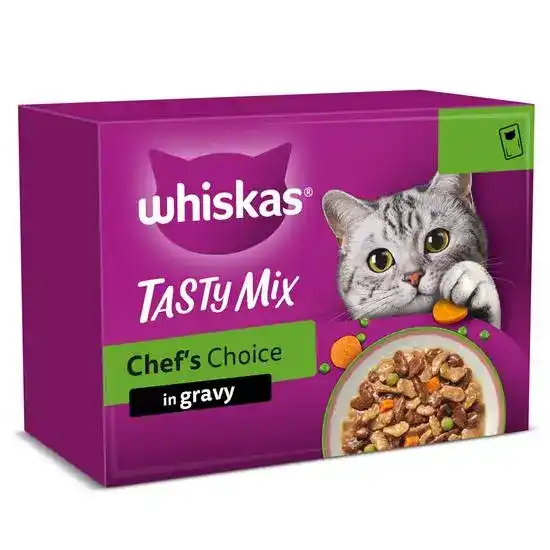 Whiskas 1+ Adult Wet Cat Food Chefs Choice in Gravy 48 x 85g Pouches 17944