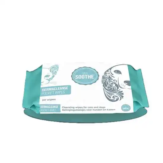 Vetsoothe Dermacleanse Pocket Wipes for Cats and Dogs 20862