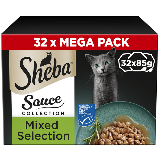 Sheba Sauce Collection Adult Wet Cat Food Mixed Collection 32 x 85g Trays 17961