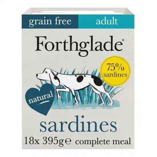Forthglade Grain Free Complete Adult Wet Dog Food Sardines with Sweet Potato & Vegetables 18 x 395g Trays 17564