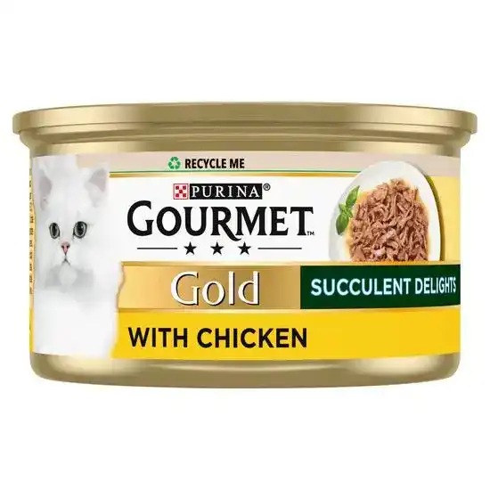 GOURMET Gold Succulent Delights Chicken Wet Cat Food 12 x 85g Tins 18341