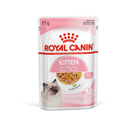 ROYAL CANIN Kitten Wet Cat Food with Chunks in Jelly 48 x 85g Pouches 15835