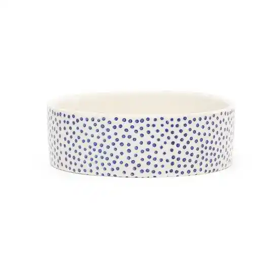 Scruffs Coastal Pet Food Bowl Blue Polka 19215