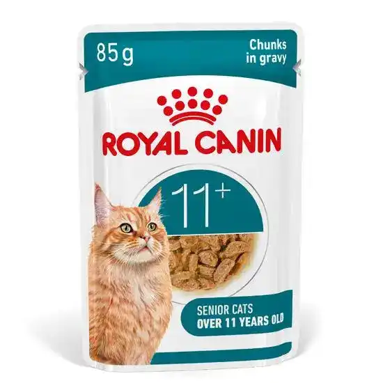 Royal Canin Ageing 11+ Senior Wet Cat Food with Chunks in Gravy 12 x 85g Pouches 19336
