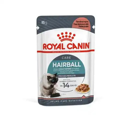 ROYAL CANIN Adult Hairball Care Wet Cat Food with Thin Slices in Gravy 12 x 85g Pouches 17359