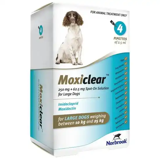 Moxiclear Spot-On Solution for Large Dogs 250mg + 62.5mg (10kg-25kg) 16539