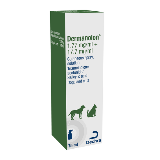 Dermanolon Cutaneous Spray Solution for Dogs and Cats 1.77 mg/ml + 17.7 mg/ml 19554