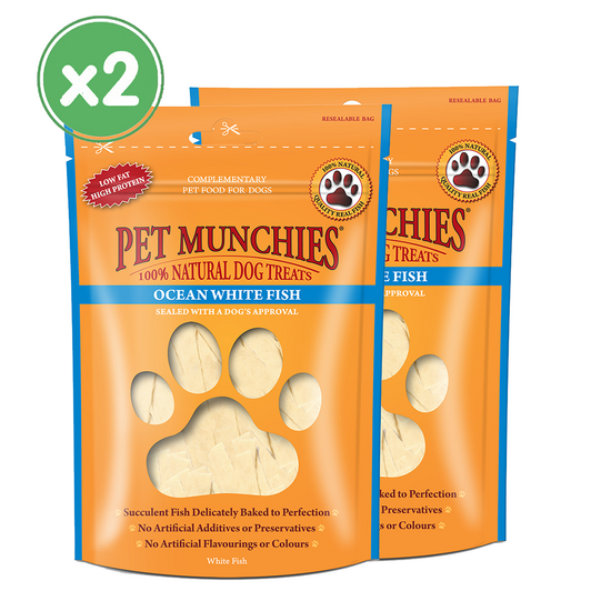 Pet Munchies 100% Natural Ocean White Fish Dog Treats 2 x 100g 10681