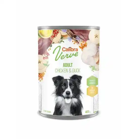 Calibra Verve Grain Free Adult Wet Dog Food Chicken & Duck 6 x 400g Cans 16242