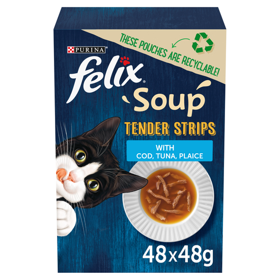 Felix Soup Tender Strips Fish Selection Wet Cat Food 48 x 48g Pouches 18358