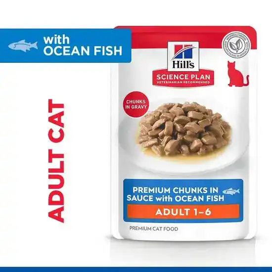 Hill's SCIENCE PLAN Adult Wet Cat Food with Chunks in Gravy with Ocean Fish 12 x 85g Pouches 15915