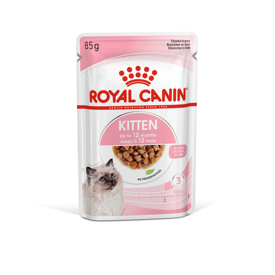 ROYAL CANIN Kitten Wet Cat Food with Chunks in Gravy 48 x 85g Pouches 15834
