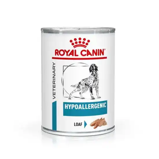 ROYAL CANIN Veterinary Health Nutrition Hypoallergenic Wet Dog Food Loaf 12 x 400g Cans 15985