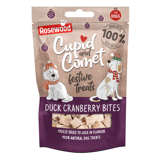 Rosewood Cupid & Comet Christmas Freeze Dried Duck and Cranberry Bites Dog Treat 19896