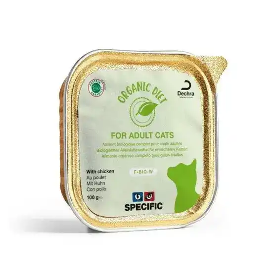 Dechra SPECIFIC F-BIO-D Organic Diet Adult Wet Cat Food with Chicken 32 x 100g Alutrays 15940