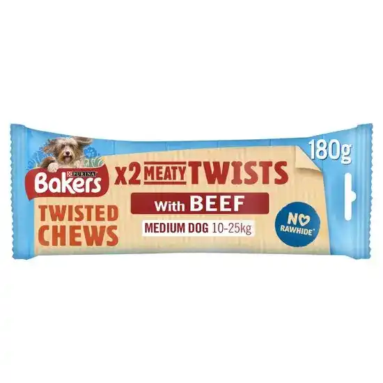 Bakers Meaty Twists Dog Chews with Beef 10 x 180g 16195