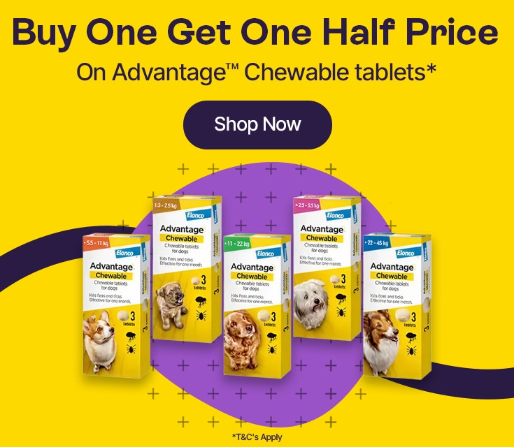 Buy One Get One Half Price On Advantage Chewable Tablets*