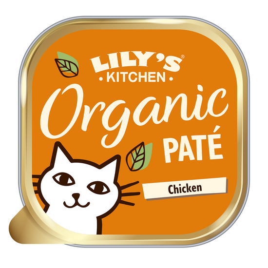 Lily's Kitchen Organic Adult Wet Cat Food Pate with Chicken 19 x 85g Alutrays 17653