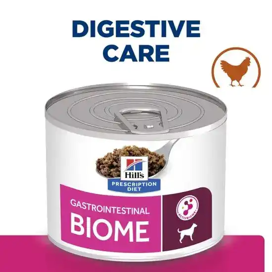 Hill's PRESCRIPTION DIET Gastrointestinal Biome Digestive & Fibre Care Wet Dog Food with Chicken 12 x 200g Tins 16831