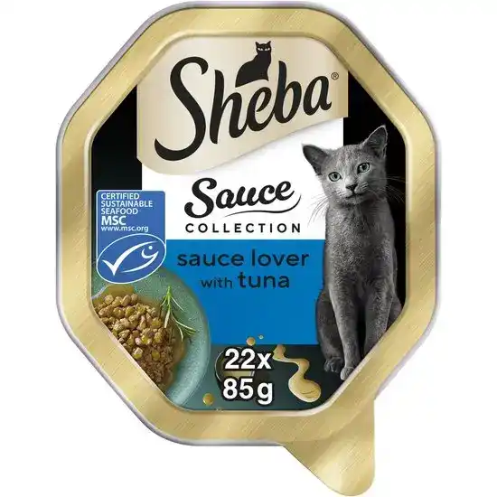 Sheba Sauce Collection Adult Wet Cat Food with Tuna 22 x 85g Trays 17958