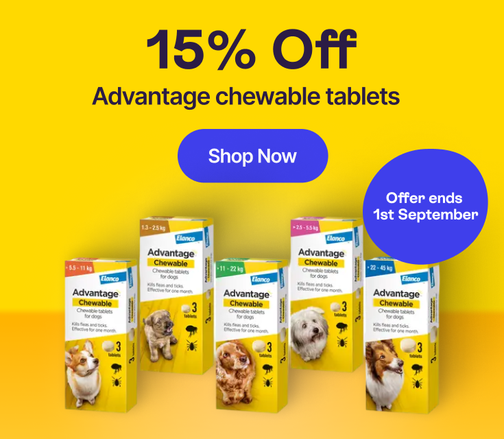 15% off Advantage chewable tablets - offer ends 11th September
