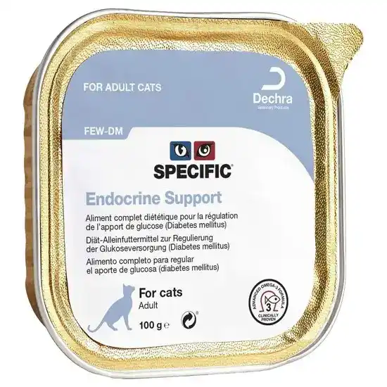 Dechra SPECIFIC FEW-DM Adult Endocrine Support Wet Cat Food 28 x 100g Allutrays 10377