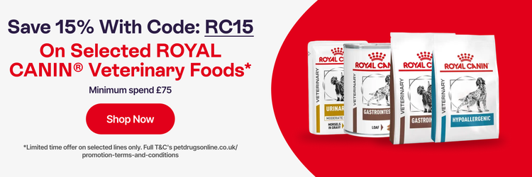 Save 15% With Code: RC15 On Selected Royal Canin Veterinary Foods* Minimum Spend £75.00