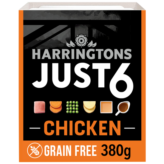 Harringtons Just 6 Grain Free Adult Wet Dog Food Chicken 8 x 380g Trays 18065