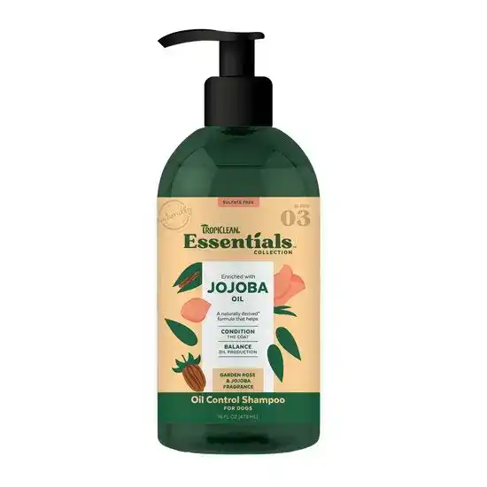 TropiClean Essentials Collection Jojoba Oil Control Shampoo for Dogs 473ml Bottle 15645