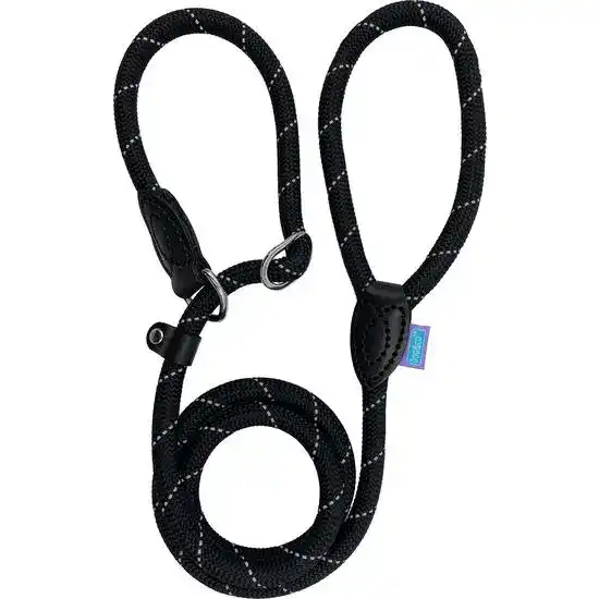 Hem & Boo Mountain 1.5m Reflective Black & Grey Slip Rope Dog Lead 17060