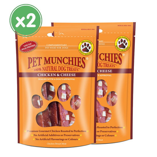 Pet Munchies 100% Natural Chicken & Cheese Dog Treats 2 x 100g 10663