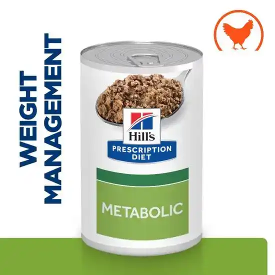 Hill's PRESCRIPTION DIET Metabolic Weight Management Wet Dog Food Flavoured with Chicken 12 x 370g Cans 15879