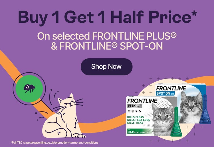 Buy 1 Get 1 Half Price* On selected Frontline Plus & Frontline Spot-On