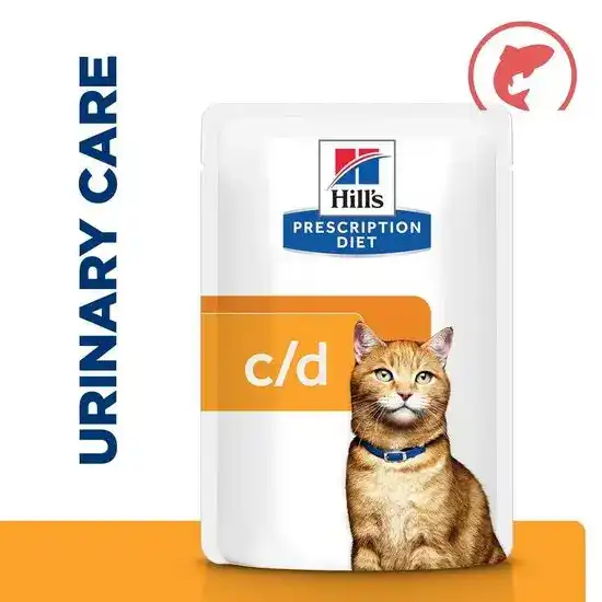 Hill's PRESCRIPTION DIET c/d Multicare Urinary Care Wet Cat Food with Chunks in Gravy with Salmon 85g Pouches 15965