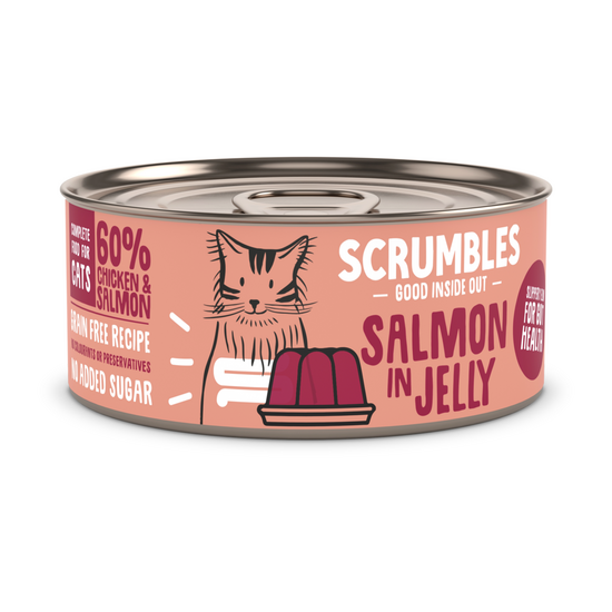 Scrumbles Grain Free Wet Cat Food in Jelly with Salmon 18 x 80g Tins 17606
