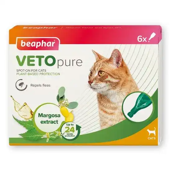 Beaphar VETOpure Plant-Based Flea Spot-On Protection for Cats 6 Pipettes 17881