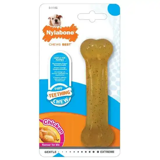 Nylabone Puppy Teething Chew Chicken Flavour Toy Bone 1545