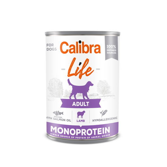 Calibra Dog Life Adult Wet Dog Food with Lamb 6 x 400g Cans 16229