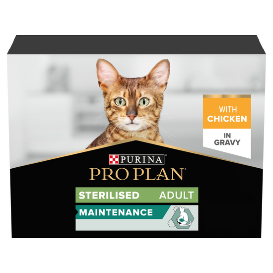 PURINA PRO PLAN Adult Sterilised Maintenance Wet Cat Food with Chicken in Gravy 85g Pouches 10520