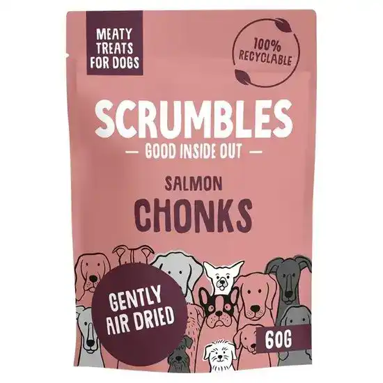 Scrumbles Grain Free Chonks Meaty Dog Treats with Salmon 2 x 60g 17838