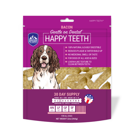 Himalayan Happy Teeth Daily Dental Chews for Dogs with Bacon 30 Days Supply 18231