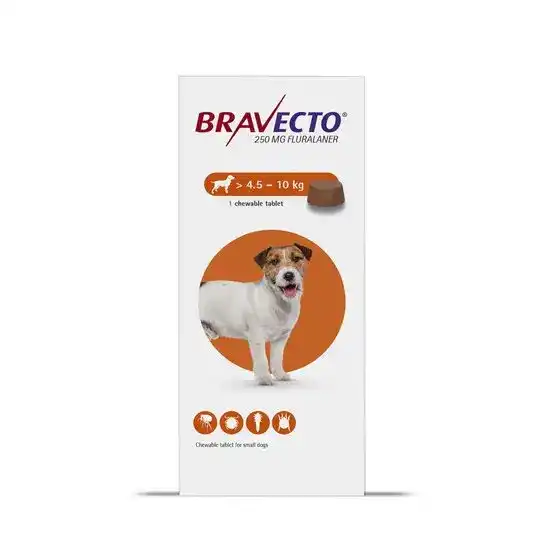 BRAVECTO Chewable Tablets for Small Dogs 250mg (4.5kg-10kg) 3975