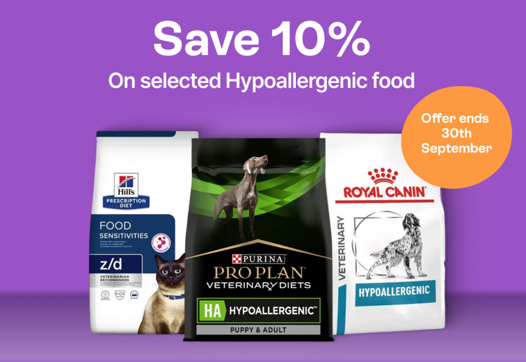 Save 10% On selected Hypoallergenic food - Offer ends 30th September
