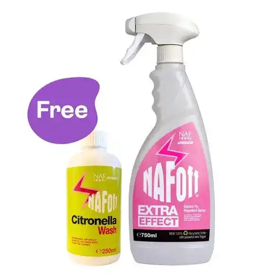 NAF Off Extra Effect Fly Repellent Spray for Horses 750ml Bottle with FREE Citro 20047