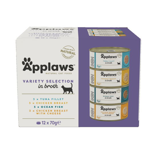 Applaws Natural Adult Wet Cat Food Mixed Selection in Broth 12 x 70g Tins 10560