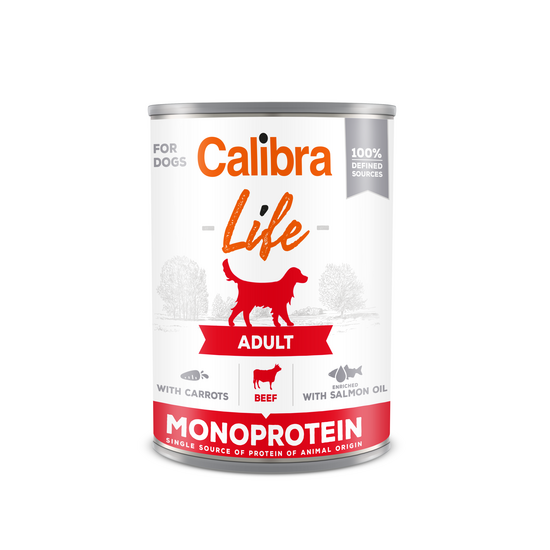 Calibra Life Adult Wet Dog Food Beef & Carrot 6 x 400g Cans 16226