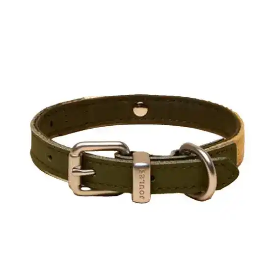 Joules Leather Dog Collar Khaki 20097