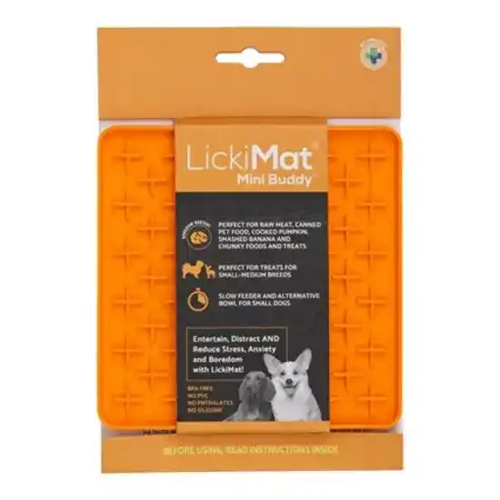 LickiMat Classic Mini Buddy Slow Feeder for Dogs & Cats Orange 17399
