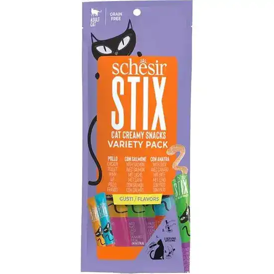 Schesir Stix Adult Cat Creamy Mousse Cat Snacks Variety Pack 15g Sticks 16875